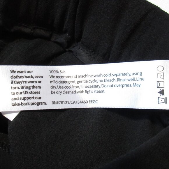 NWT Eileen Fisher Slouchy Ankle in Black Silk Georgette Pull-on Crop Pants L - Picture 7 of 8